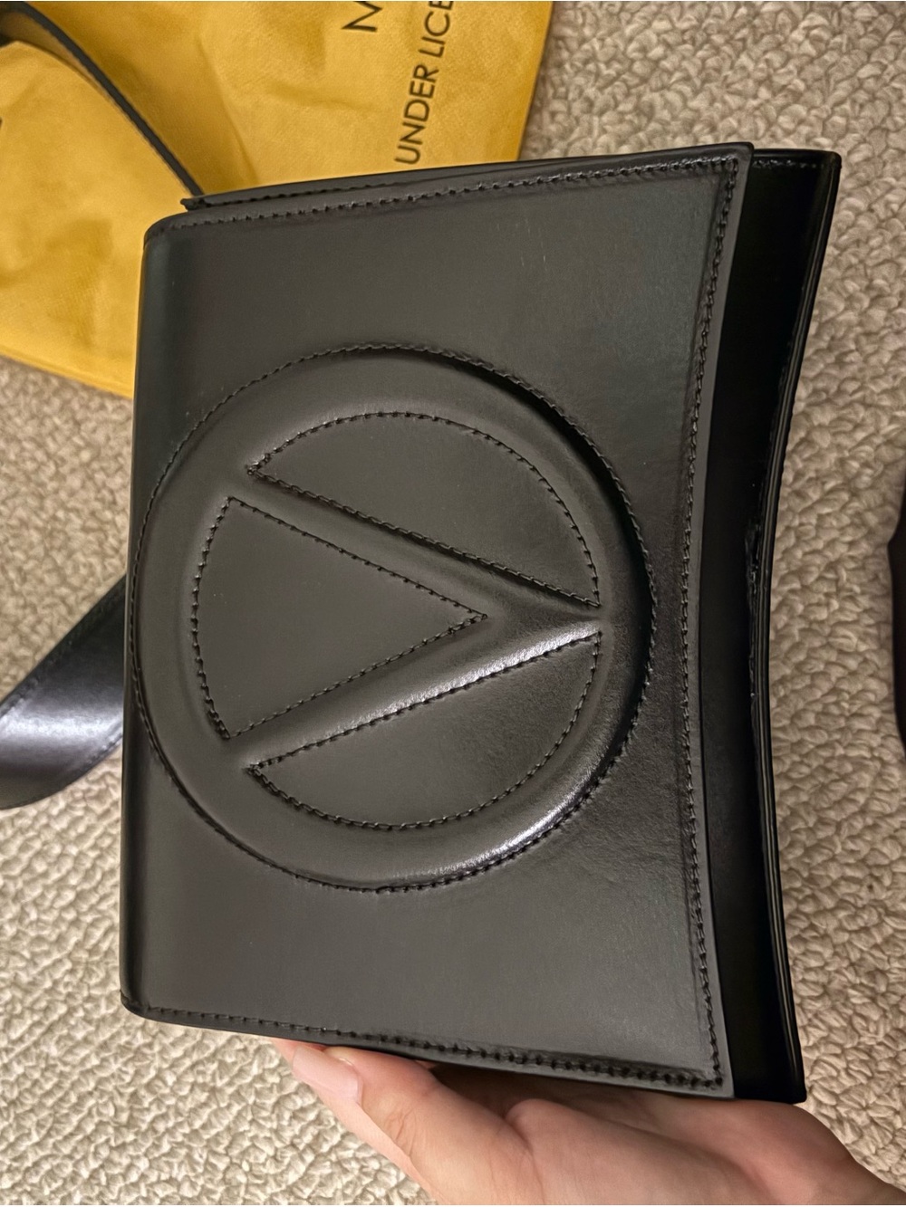 Valentino Black Leather Crossbody Bag with Embossed Logo
